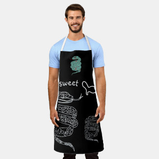 Black All-Over Print Apron Snake Sweet Large
