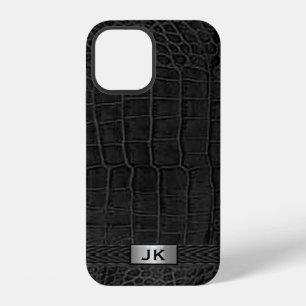 Black Alligator Print iPhone 12 Case