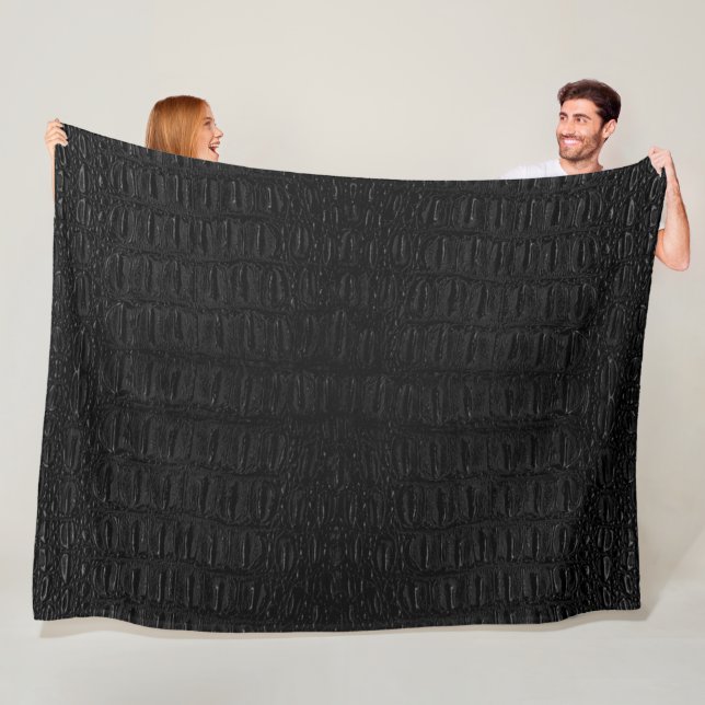 Black Alligator Skin Print New Fleece Blanket (In Situ)