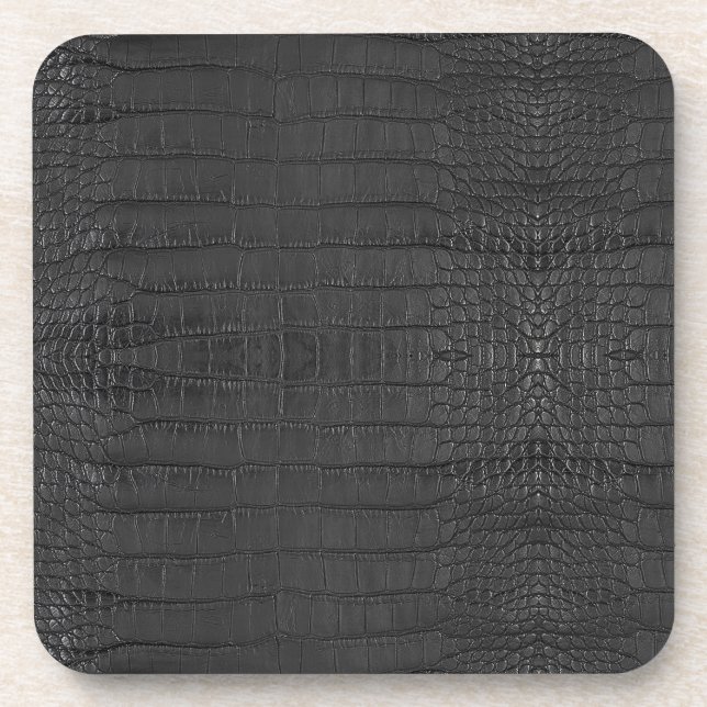 Black Alligator Texture Print Coaster (Front)