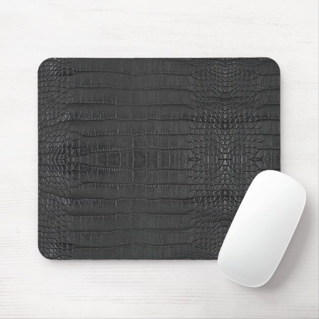 Black Alligator Texture Print Mouse Pad (With Mouse)