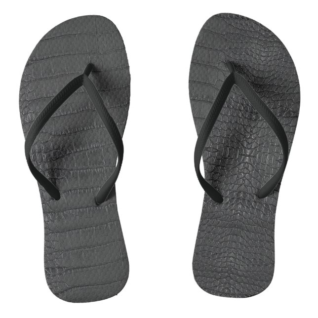 Black Alligator Texture Print Thongs (Footbed)