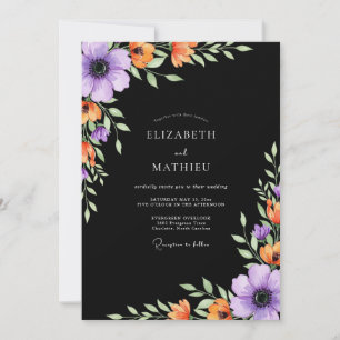 Black Alluring Autumnal Wedding Invitation