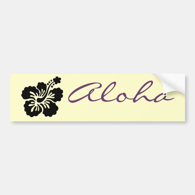 Black aloha flower bumper sticker (Front)