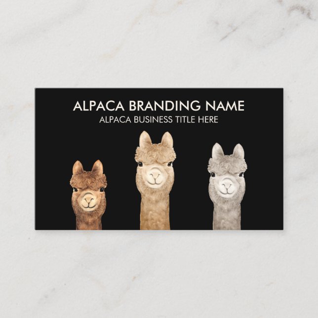 Black Alpaca Breeder Business Card (Front)