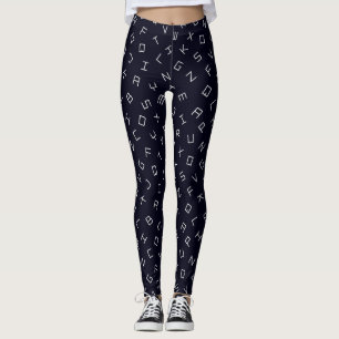 Black Alphabet letter Women Leggings