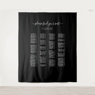 Black Alphabetical Wedding Seating Chart Backdrop Tapestry