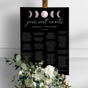 Black Alphabetical Wedding Seating Chart Moon
