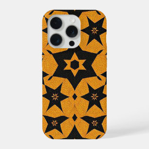 Black & amber abstract geometric pattern 1287 iPhone 15 pro case