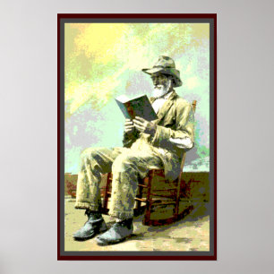 Black America Vintage Man Reading Book Poster