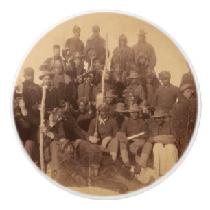 Black American Fighting Cavalry: Buffalo Warriors Ceramic Knob