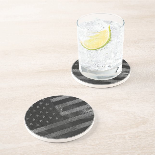 Black American Flag  Coaster (Side)