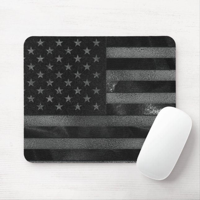 Black American Flag Mouse Pad (With Mouse)