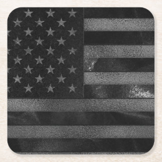 Black American Flag  Square Paper Coaster