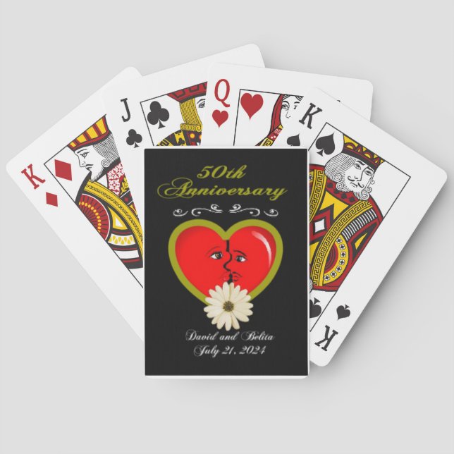 Black American Golden wedding anniversary Playing Cards (Back)