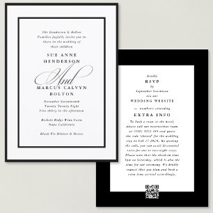 Black Ampersand all in one RSVP DETAILS Wedding Invitation