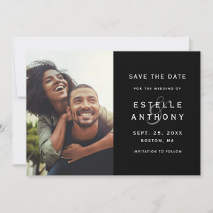 Black Ampersand Wedding Save the Date Photo Card