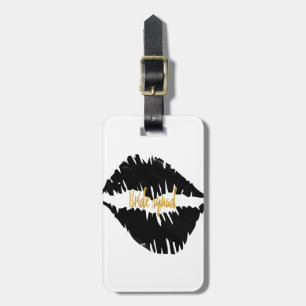 Black an Gold Bride squad kiss Goth Luggage Tag