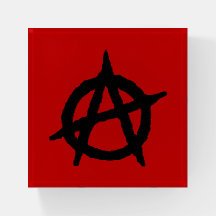 Black Anarchy Symbol on Red