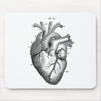 Black Anatomical Heart Mouse Pad