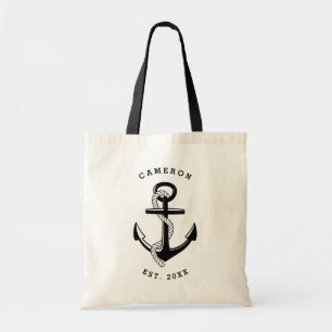 Black Anchor Nautical Personalised Tote Bag