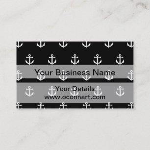 Black anchor pattern business card