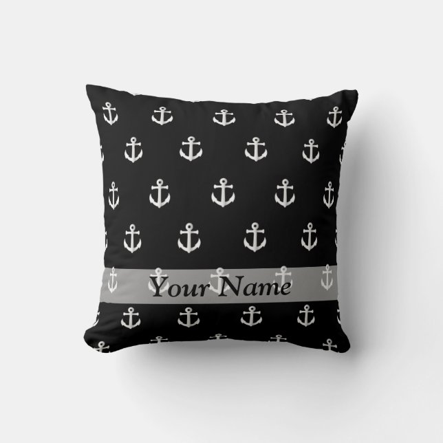 Black anchor pattern cushion (Front)