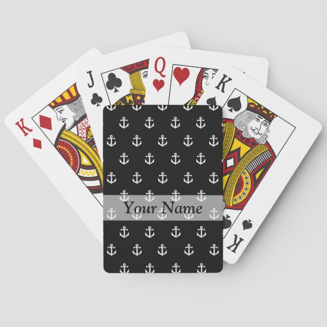 Black anchor pattern playing cards (Back)