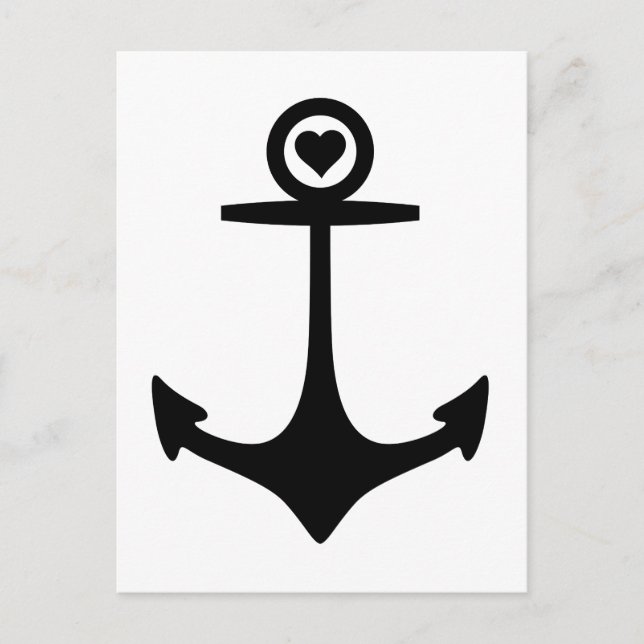 Black Anchor with heart Postcard (Front)