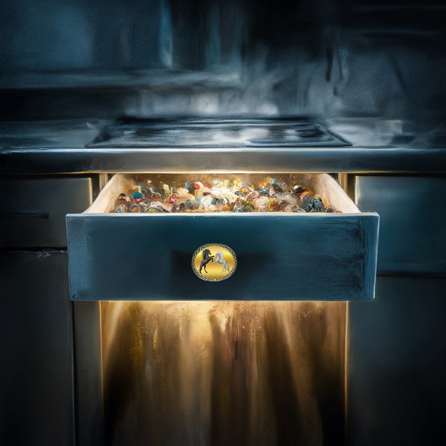 Black and a white Horse that are fighting Ceramic Knob (Creator Uploaded)