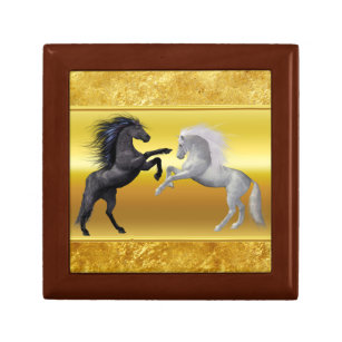 Black and a white Horse that are fighting Gift Box
