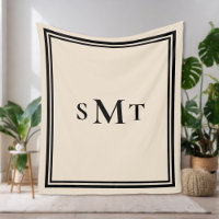 Black and Almond Three Letter Monogram