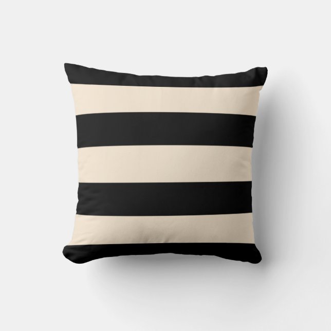 Black and Antique White Stripes Cushion (Front)