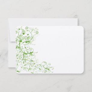 Black and Apple Green Love Bird Swirls RSVP Card