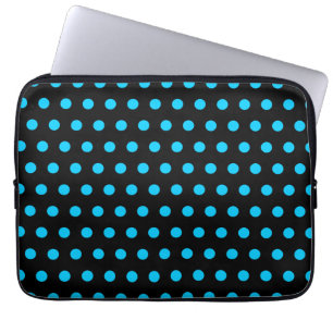 Black and Aqua Polka Dots Laptop Sleeve