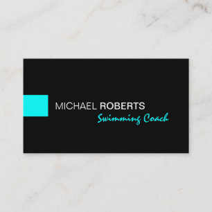 Black and Aqua Swimming Instructor Coach Lifeguard Business Card