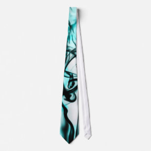Black and Aqua Teal Abstract Smoke Pattern Tie
