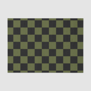 Black and Army Green Chequered Pattern Tissue Paper