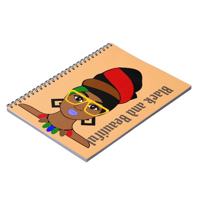 Black and Beautiful Headwrap Woman Afro Lady Notebook (Left Side)