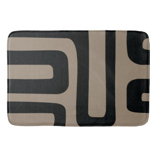 Black and Beige Abstract Bath Mat