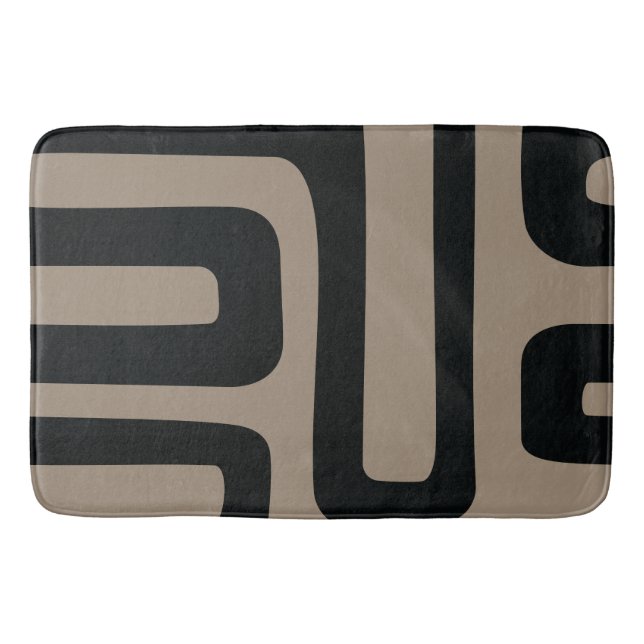 Black and Beige Abstract Bath Mat (Front)