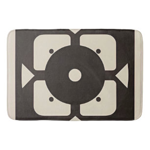Black and Beige Abstract Geometric Design Bath Mat