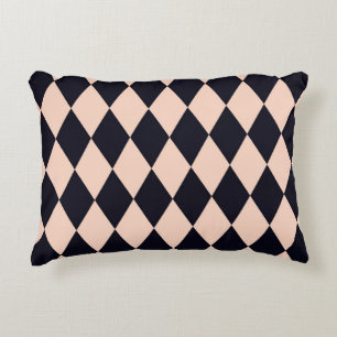 Black and Beige Argyle Diamond Stripe Pattern Decorative Cushion