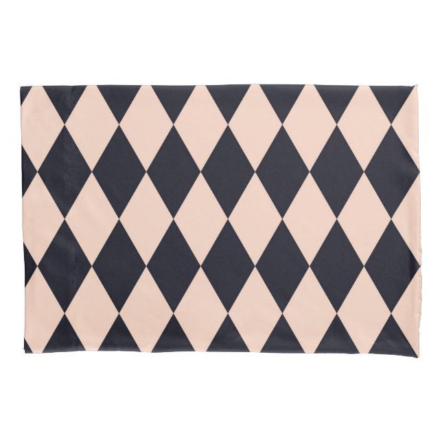 Black and Beige Argyle Diamond Stripe Pattern Pillowcase (Front)