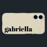 Black and Beige Bold Typography Personalised Name  iPhone 16 Case<br><div class="desc">Bold Modern Typography Personalised Name Phone Case in Black and Beige</div>