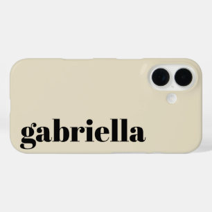 Black and Beige Bold Typography Personalised Name iPhone 16 Case