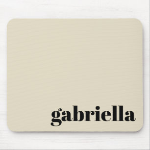 Black and Beige Bold Typography Personalised Name  Mouse Pad