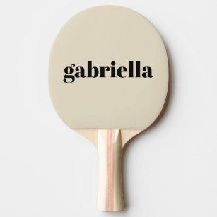 Black and Beige Bold Typography Personalised Name Ping Pong Paddle