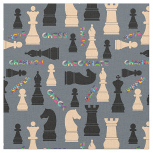 Black And Beige Chessmen Fabric