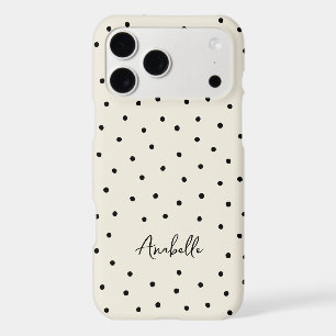 Black and Beige Chic Dots Minimalist Monogram